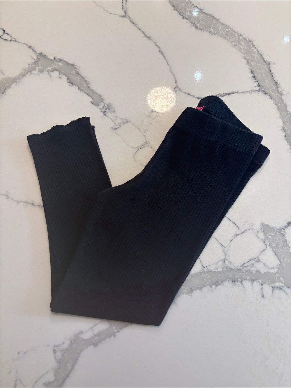 Kids Black Ribbed Knit Leggings - Classic Stretch